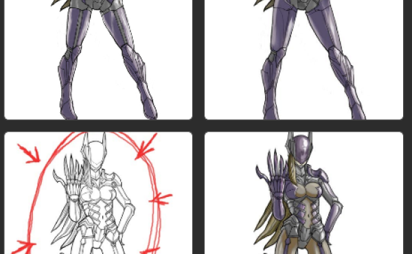 preview image of 4 designs by a fan of Catwoman playarts statue concept showing the finished designs and the original